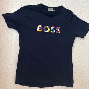 BOSS Navy T-Shirt with Colorful Logo
